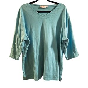 Quacker Factory Light Blue V-Neck Top